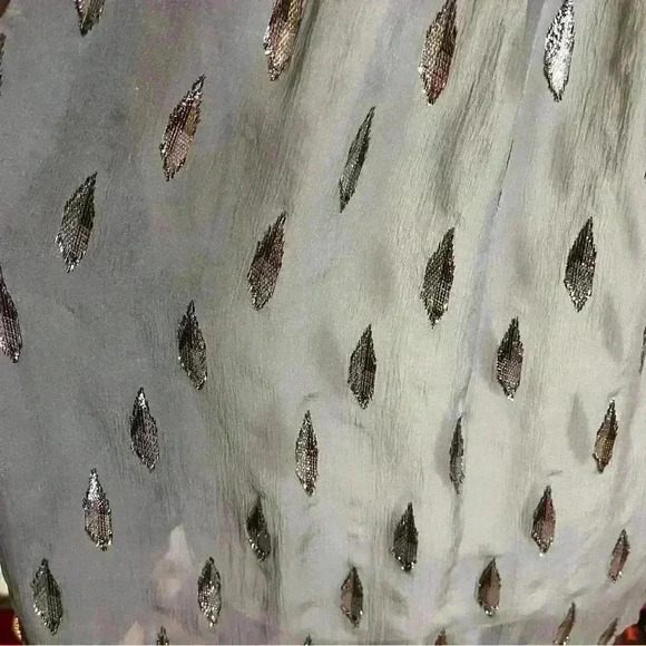 Joie - Silk Mauro Metallic Top Grey Silver Women’s Size Small Semi-sheer Blouse - Picture 11 of 14